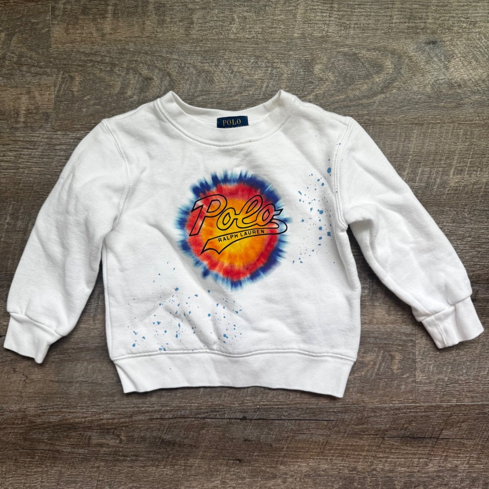 Polo Ralph Lauren Tie Dye Sunburst Sweatshirt 2T Regular White Paint Splatter